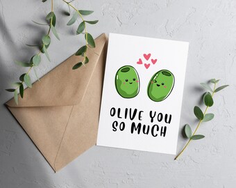 Tarjeta "Muchas gracias, Olive": Divertido juego de palabras de aniversario (Descarga digital)