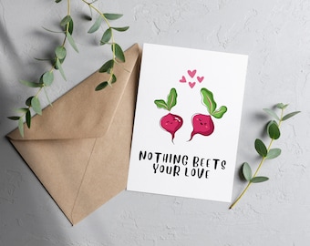 Tarjeta de aniversario divertida: Nada supera tu juego de palabras de amor (descarga digital)