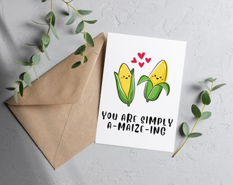 Tarjeta de aniversario divertida: Un juego de palabras con un toque de maíz (descarga digital)