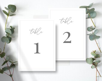 Plantilla moderna de números de mesa para bodas: Diseño minimalista de Canva (descarga digital)