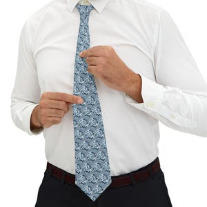 Necktie, Blue geometric design for the modern gentleman, Stylish tie accessory for men, Gift for him, Wedding attire, Formal attire, Fashion