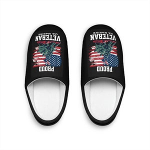 US Marine Veteran, Military, Gift for Husband, Son, Grandson, Dad, Grandpa, Father's Day Men's Indoor Slippers, Valentine's Day, Patriotic