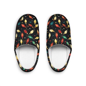 Slippers, Festive, Christmas Lights, Women&#39;s Indoor Shoes, Cozy Winter Home Footwear, Holiday Gift, House Slides, Soft Warm Bedroom Slides,