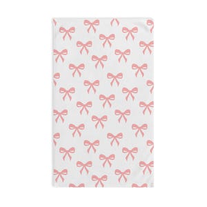 Chic Pink Bow-Patterned Hand Towel, Aesthetic Kitchen Decor, Gift for Her, Bridal Shower, Baby Shower, Everyday Use