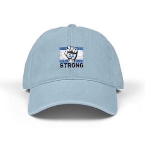 Embroidered Denim Hat, Israel Strong, Jewish Gift, Jewish Fashion, Religious Hat, Hebrew Embroidery, Jewish Pride Hat, Gift for Him, Veteran