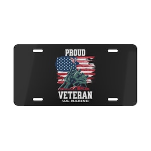 Marine Gift, Patriotic Veteran License Plate, Proud Veteran Car Tag, Military Tribute Plate, Personalized Auto Decor, Veteran&#39;s Day Gift