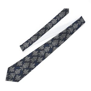 Stropdas, marineblauw accessoire met damastpatroon voor heren, elegante formele kleding, trouwstropdas, klassieke zakelijke kleding, Vaderdagcadeau, blauwe stropdas