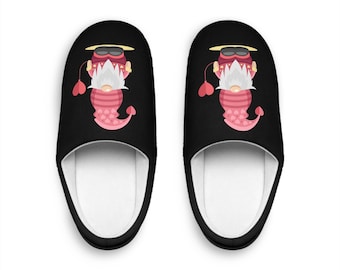 Women&#39;s Indoor Slippers, Gnome Slippers, Gift for Her, Mom, Wife, Fiancee Gift, Girlfriend, Teen, Hearts, Pink, Daughter, Sister, Birthday