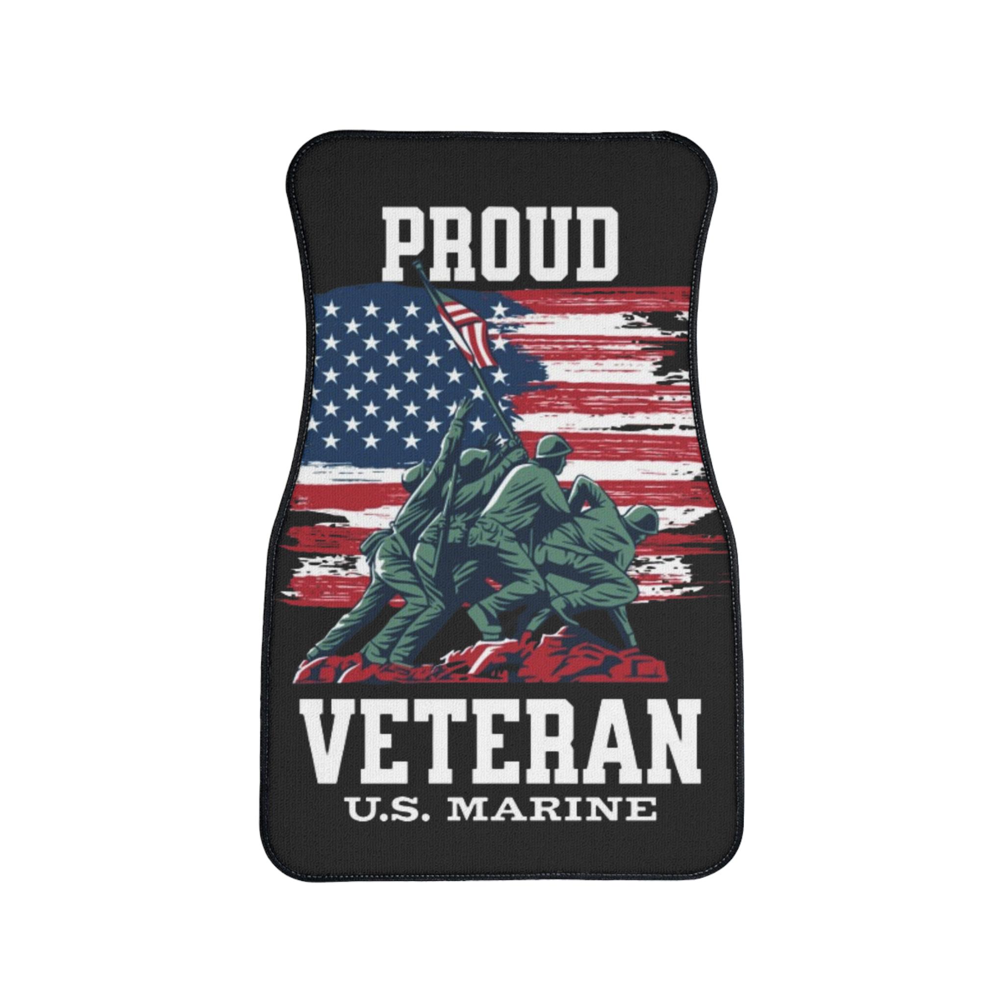 Proud Veteran Car Floor Mats, Military Tribute Auto Mats, Personalized Gifts for Marines, Veteran's Day Décor, Patriotic Car Accessories