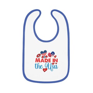 Bib, Made in the USA, Baby Contrast Trim Jersey Bib, Infant Feeding, Gender Neutral, Baby Shower Gift, New Parent Gift, Baby Accessories