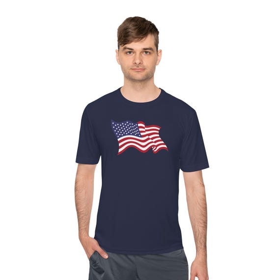 American Flag Tee: Patriotic Moisture Wicking Polyester Shirt