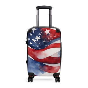 Bagage, koffer rood wit blauwe Amerikaanse vlag, cadeau pasgetrouwd, cruise, roadtrip, jubileum, patriottisch, veteraan, militair, militair