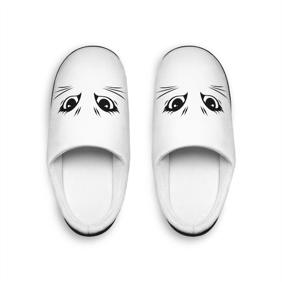 Cat Eyes Slippers, Women's House Shoes, Feline Lover Gift, Cozy