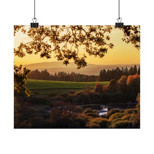 Autumn Fall Countryside Landscape Poster Print, Matte Wall Art Decor for Home, Office, Farmhouse, Cabincore, Housewarming