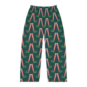Festive Christmas Pajama Pants, Holiday Lounge Pants, Elf-Inspired Sleepwear, Men&#39;s Christmas Gift, Cozy Winter Sleepwear, Gift for Him