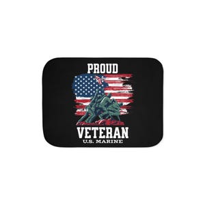 Sherpa Blanket, Marine Veteran Gift, Military Throw Blanket, Patriotic Home Decor, USMC Couch Throw, Armed Forces Bedding, Gift for Him, Dad