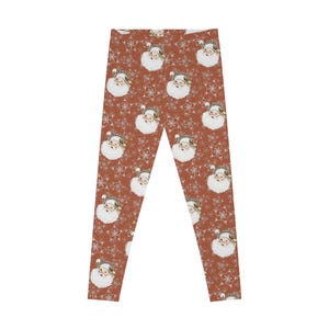 Festive Vintage Santa Print Leggings, Cute Holiday Apparel, Christmas Gift for Her, Cozy Casual Wear, Winter Leggings, Gift for Her