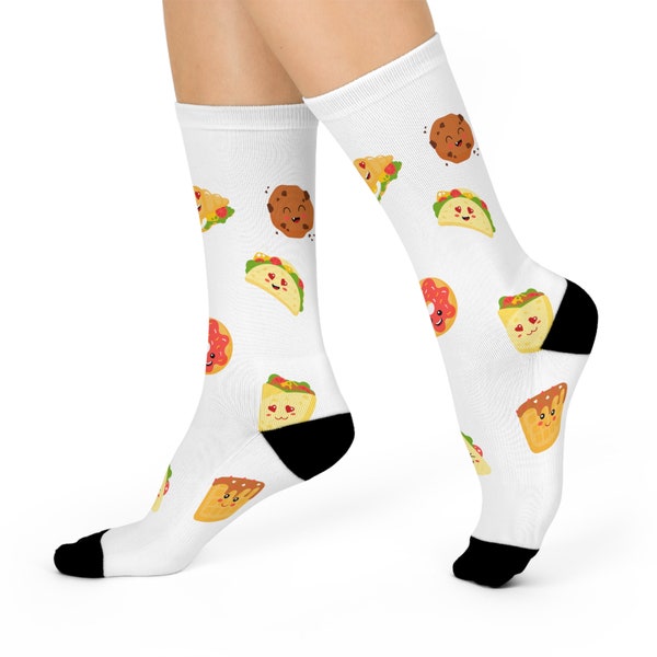 Fast Food Cushioned Crew Socks, Gift for Him, Gift for Her, Junk Food Junkie, Gift for Teen, Back to School, College Student, Fun Socks