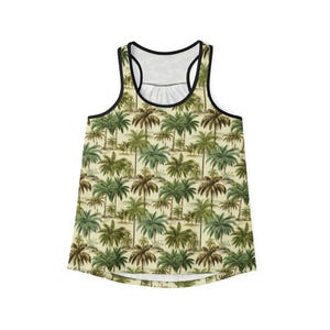 Tropical Palm Print Tank Top: Women&#39;s Summer Vacation Apparel