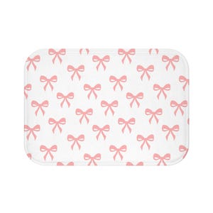 Pink Bow Bath Mat: Memory Foam Microfiber, Non-Slip Bathroom Decor