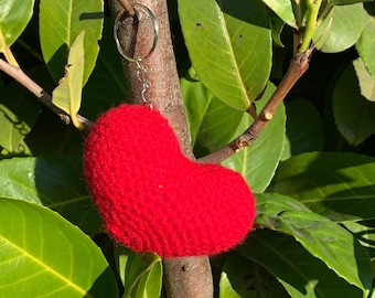 Handmade Crocheted 3D Heart Plushie Keychain | Valentine’s Day Gift