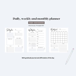 Blue bubbles Daily gratitude journal Planner, Weekly Planner, Monthly Planner, Printable , Planner set,  Inserts, Instant Download, A4/A5