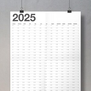 May include: A black and white printable calendar for the year 2025. The calendar is divided into 12 months, with each month having a grid of 35 days. The days of the week are labelled at the top of each column, and the numbers 1 through 31 are listed in rows.