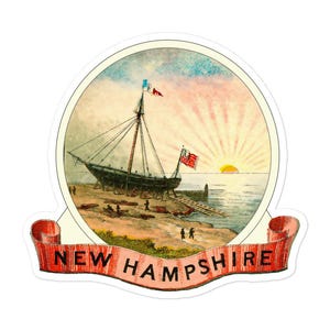 New Hampshire Vintage State Seal Sticker Remastered - 1876