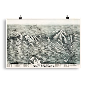 Vintage White Mountains NH Map Print - Vogelperspektive der White Mountains - Historische New Hampshire Wandkunst