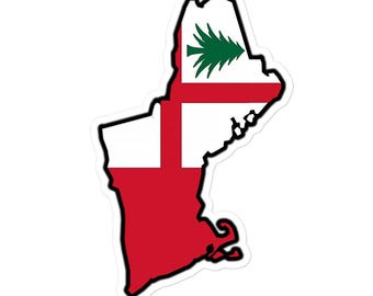 Flagge von Neu-England auf Karten-Aufkleber - wasserfest