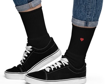 Heart Unisex Embroidered Socks For Loved Ones, Valentine's Gift, Heart Socks, Valentine's Present