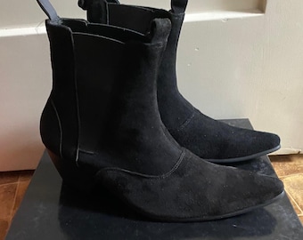 Deadstock 60s Style schwarze Wildleder spitze Schnürstiefel