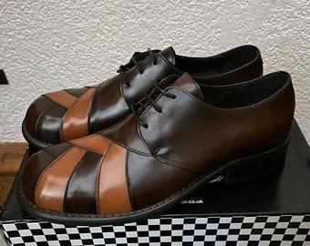 Deadstock zapatos brogue de cuero marrón estilo años 70 con cordones Zodiac