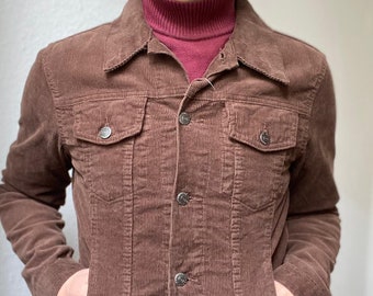 deadstock 70s style mod brown corduroy collared men's jacket