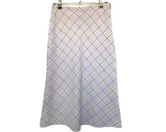 vintage 90s y2k plaid lavender a-line midi skirt