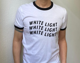 deadstock 60s 70s style mod hippie black & white organic cotton t-shirt White Light