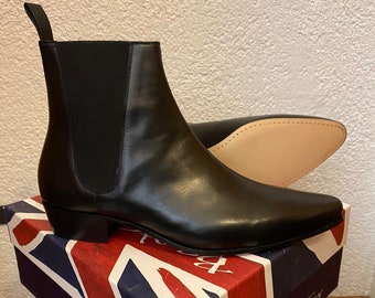 deadstock vintage 60s style beatleboots Chelsea boots in black leather