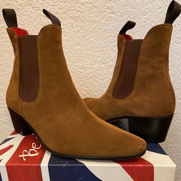 bottines chelsea Beatles marron clair style années 60