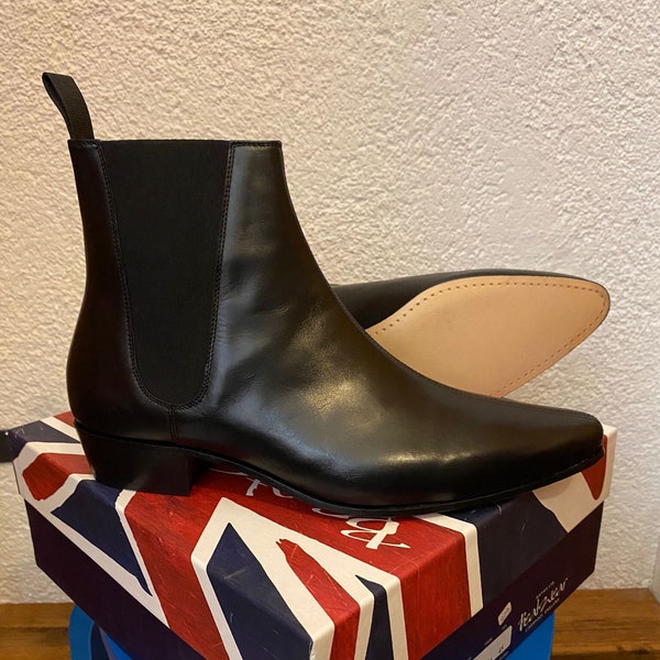 deadstock vintage 60s style beatleboots Chelsea boots in black leather