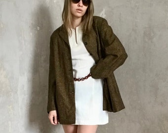 vintage brown wool & silk blazer — 90s classic