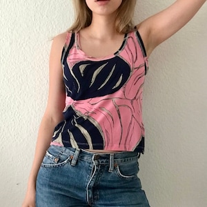 vintage y2k Miu Miu pink & blue nylon tank top