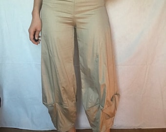 vintage 90s y2k beige cotton summer trousers capris