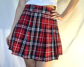 vintage 90s y2k plaid school girl mini skirt