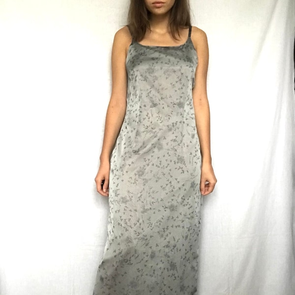 vintage 90s y2k grey floral sleeveless maxi dress