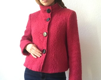 vintage 60s style y2k Marella mod boucle raspberry pink jacket
