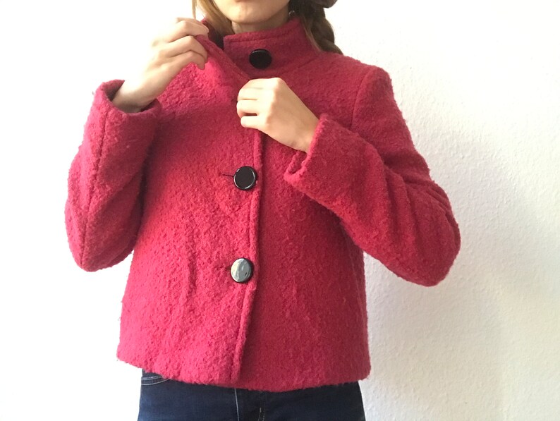 vintage années 60 style y2k Marella mod boucle veste rose framboise image 2