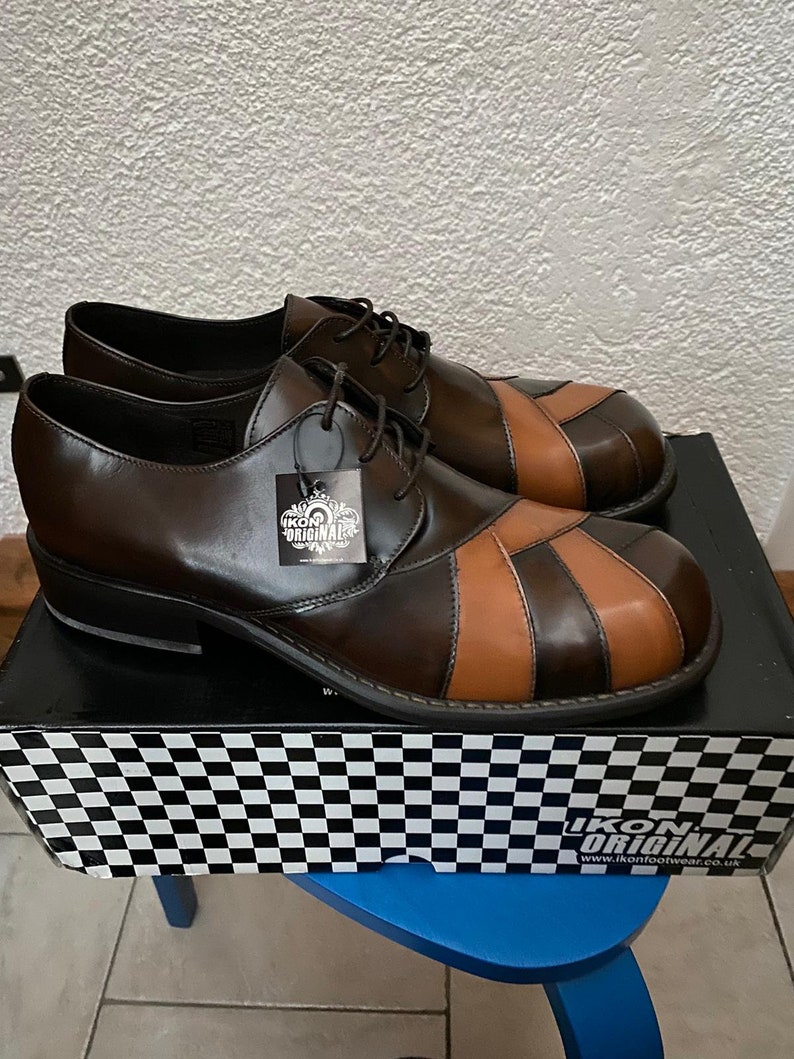 Deadstock zapatos brogue de cuero marrón estilo años 70 con cordones Zodiac imagen 2
