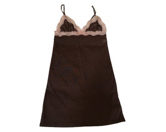 vintage y2k slip dress Calvin Klein, brown and pink, see through, mesh