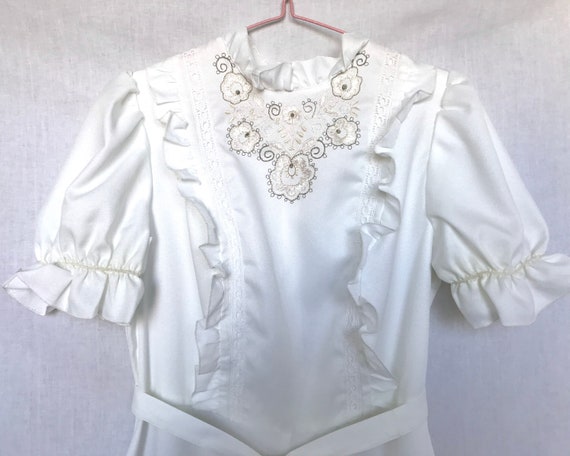 vintage handmade 70s 80s ethnic style white embro… - image 4