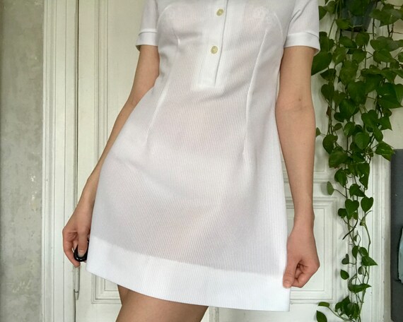 vintage 60s 70s mod white nylon mini tennis dress - image 6